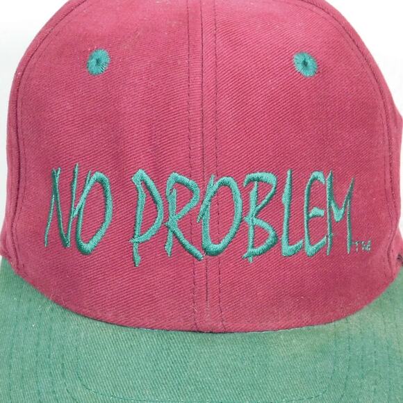 Vintage 90s No Problem Headwear Snapback Hat Red Green Reshaped Crown - Picture 2 of 7